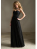 Black Lace Chiffon Sweetheart Neckline Long Bridesmaid Dress